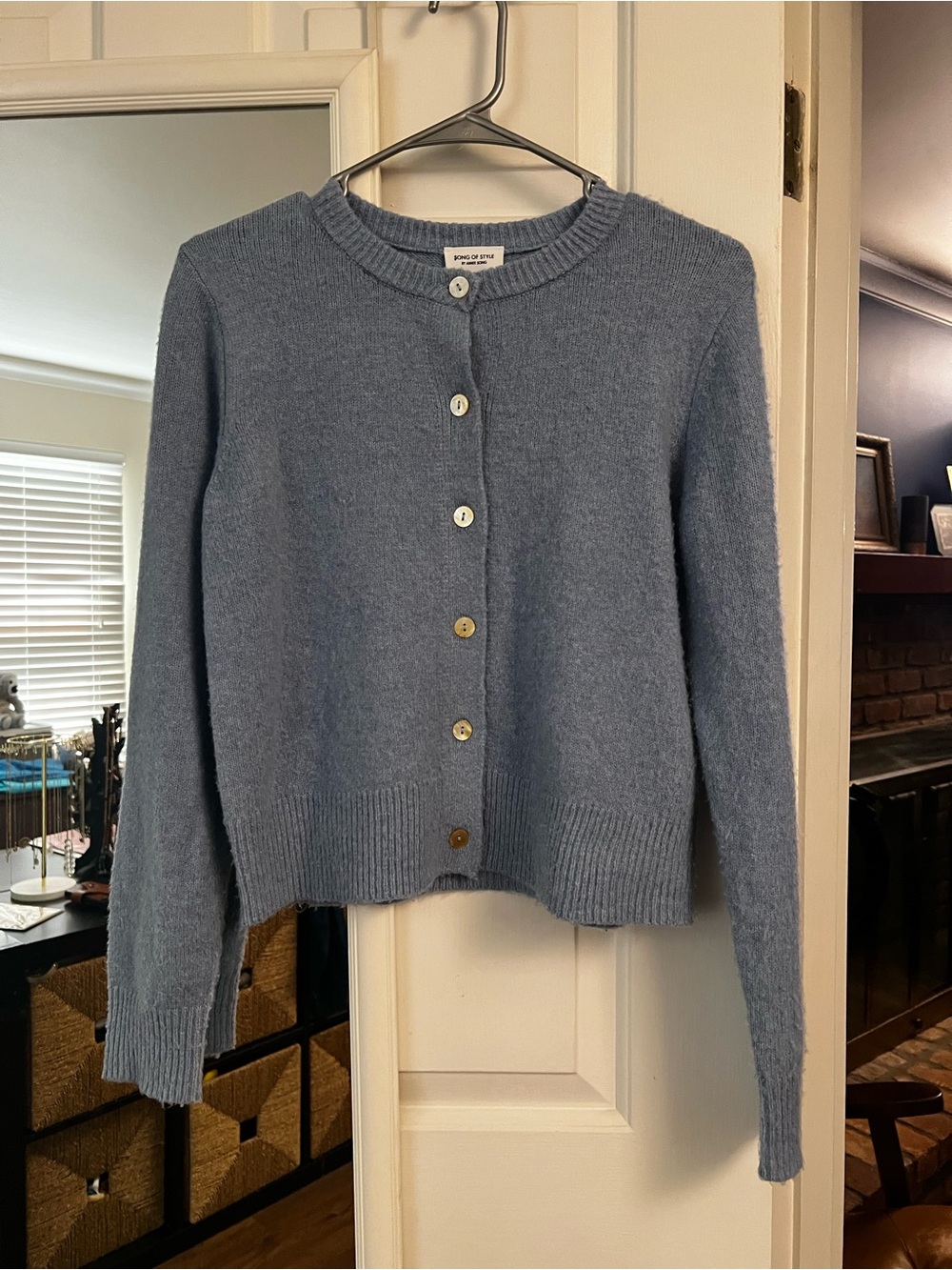 Song of Style Dusty Blue Button-Up Crewneck Cardigan